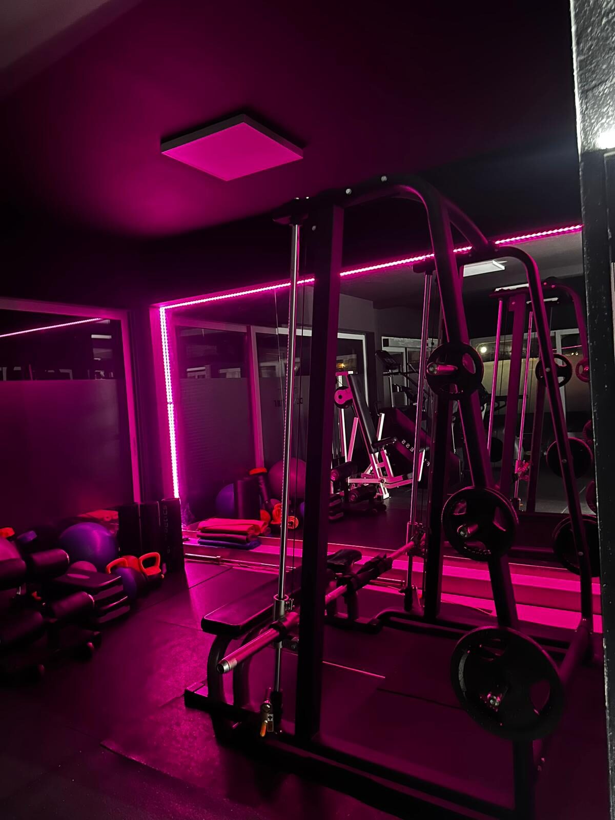 Power rack in magenta glow